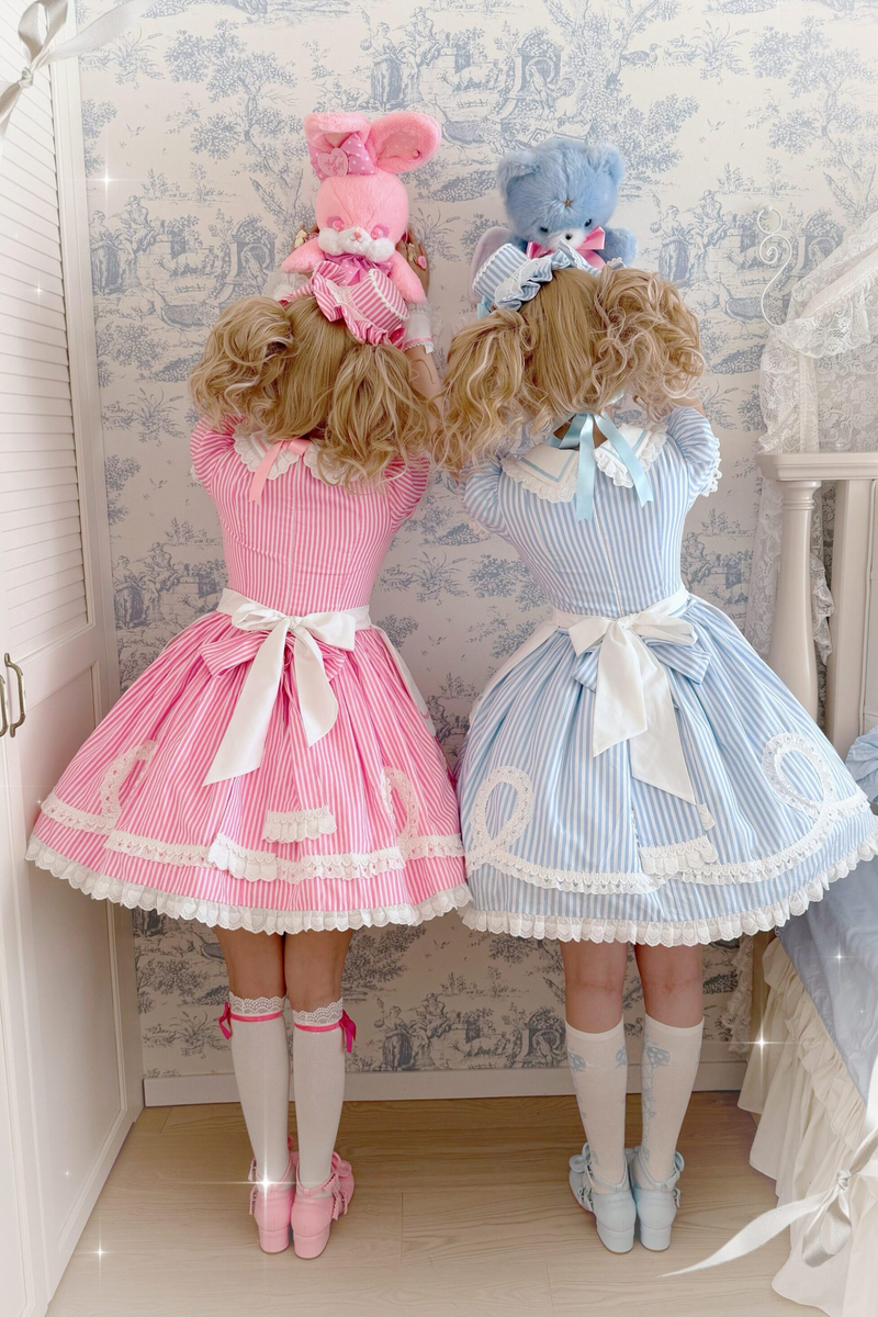 [pre-order] Retro Doll-like Lolita Dress + Hair Band + Clip + Bonnet + Hat