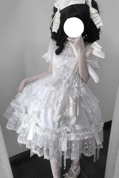 [pre-order] Pure White Gothic Tulle Dress + Nurse Hat