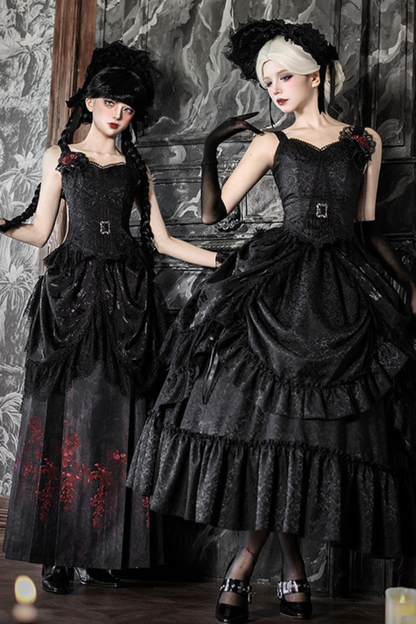 Gothic Corset Top + Short Coat + Hose + Curtain + Skirt + Flower + Bonnet