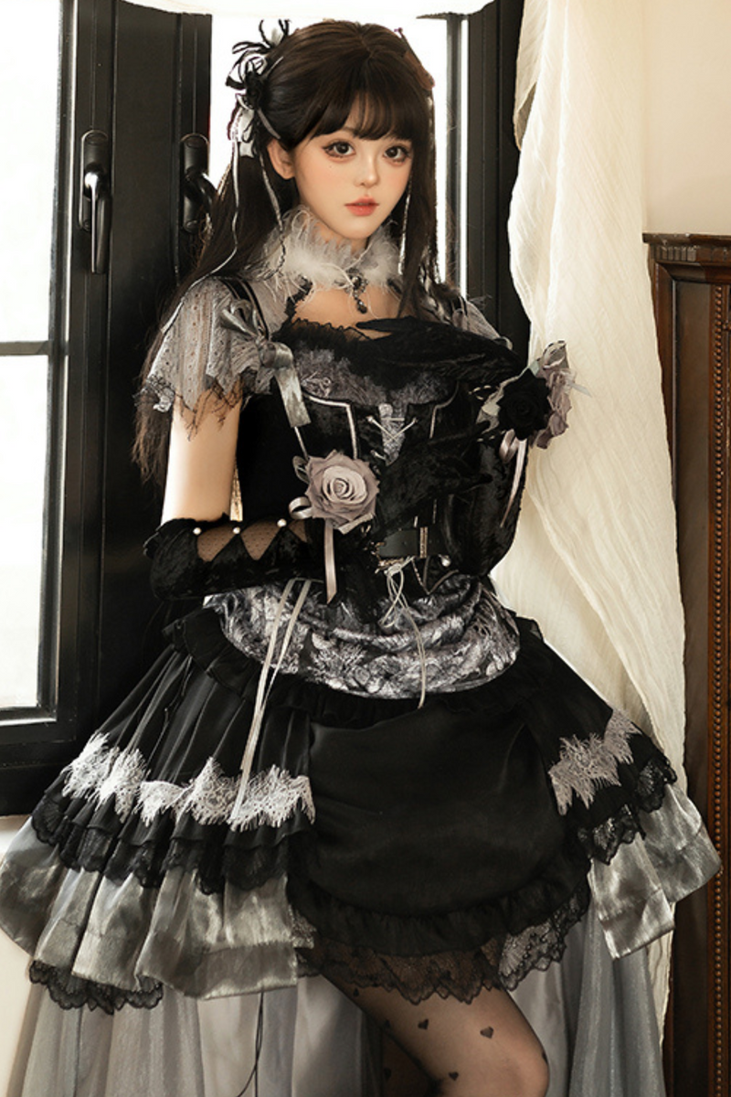 Dark Knight Rose Gothic Dark Cross Crachely Love Lolita Dress