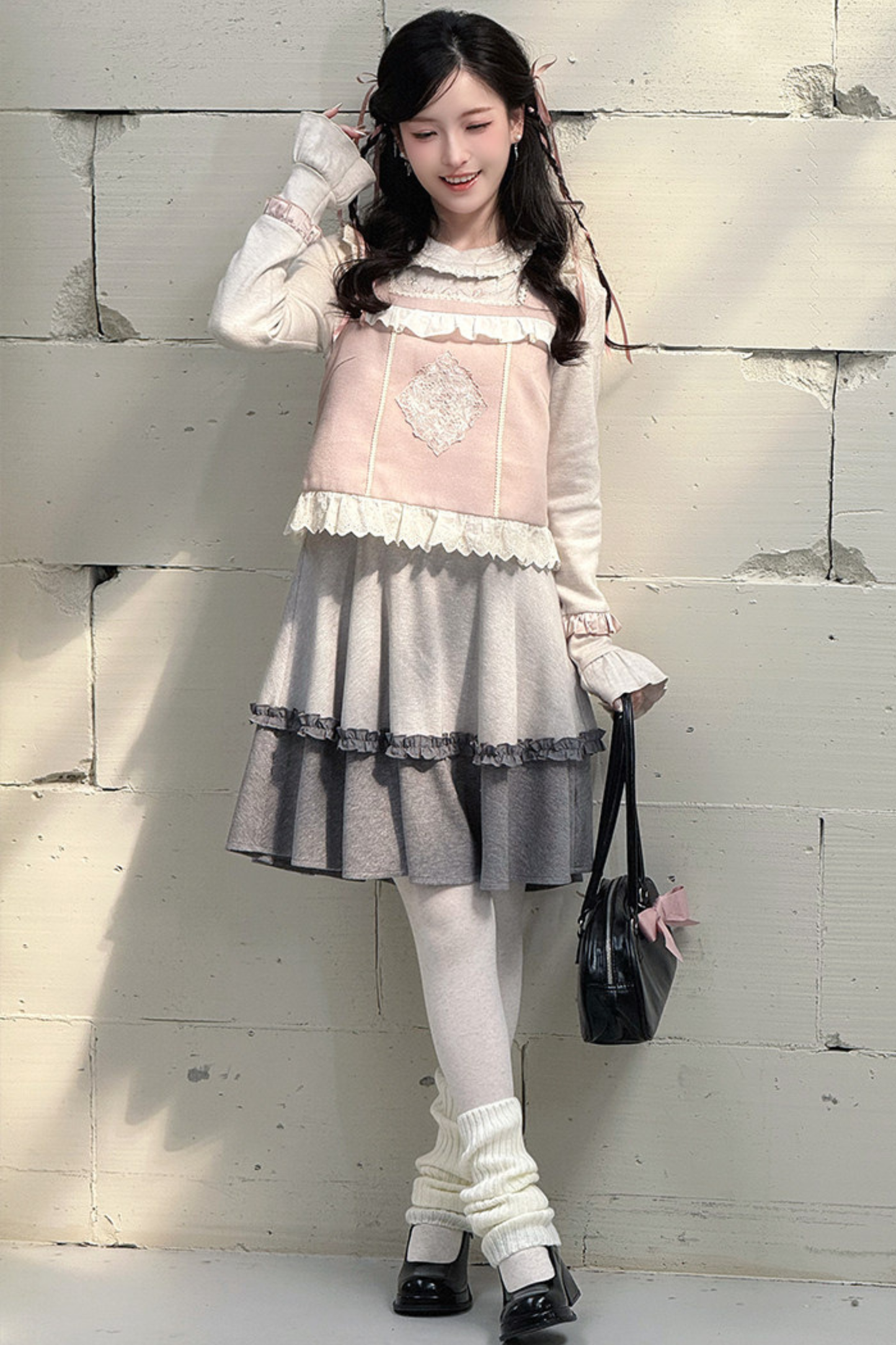 Ballet Tiered Knit Dress + Vest