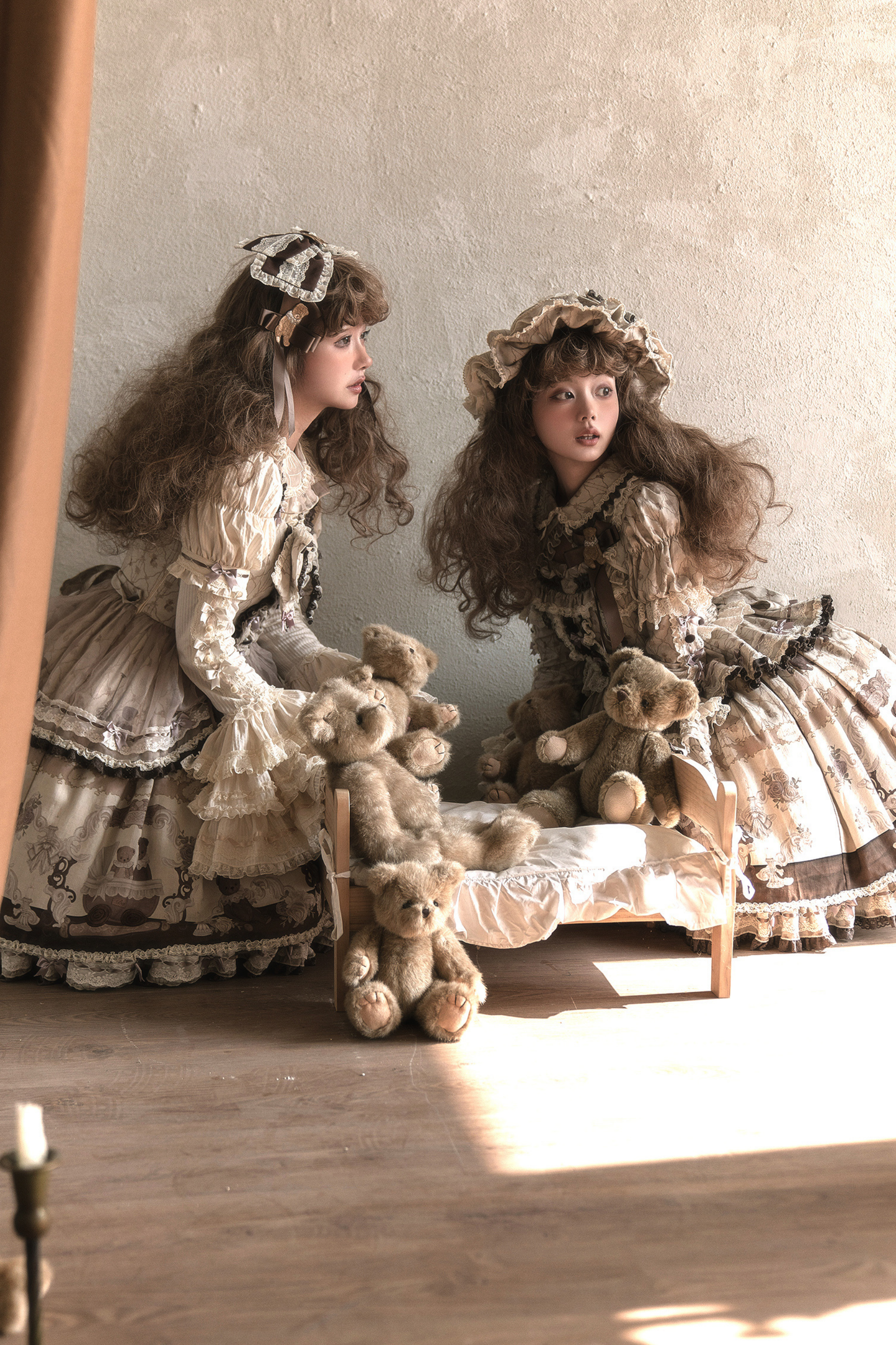 Briana Bear Print Dream Doll Lolita Dress + Jsk + Skirt + Shirt + Petticoat