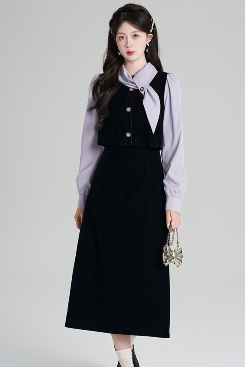 French Contrast Retro Dress
