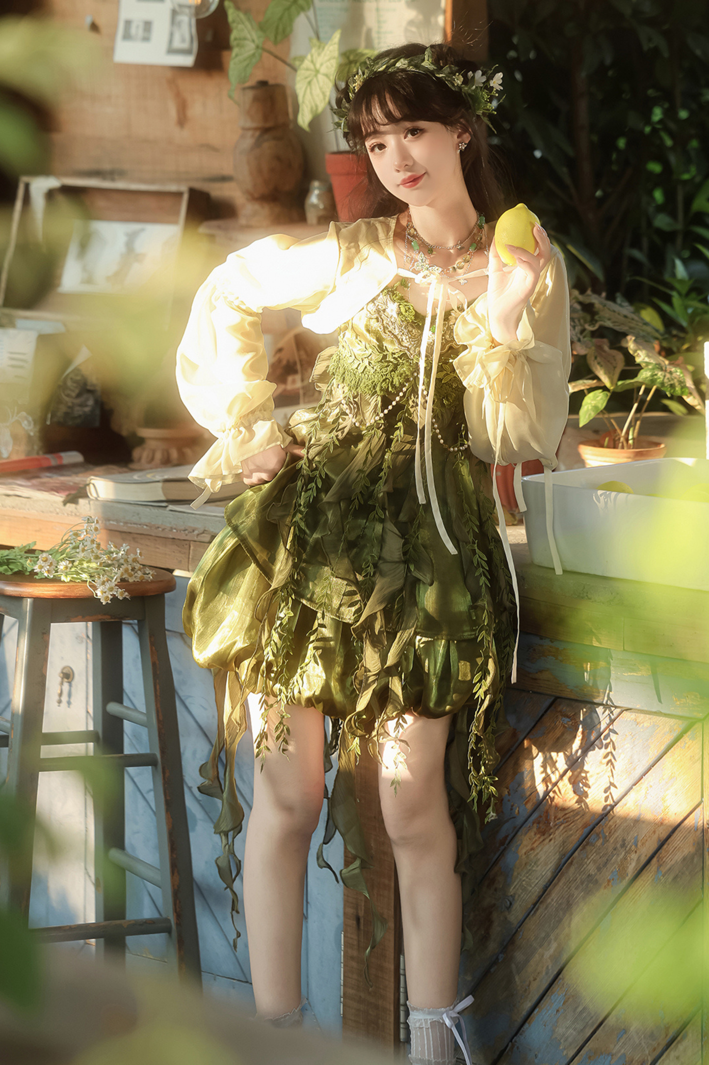 Forest Girl Chinese-style Dress + Top + Skirt