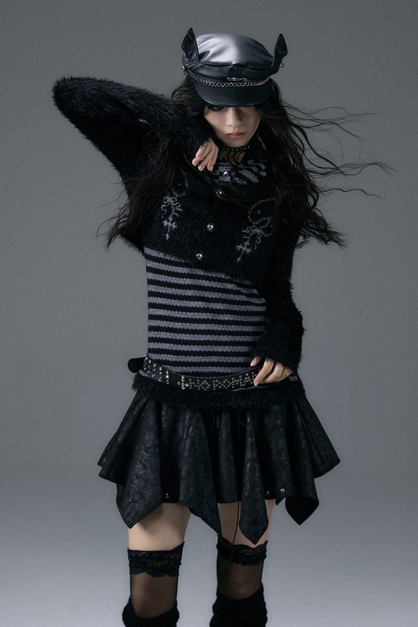 Striped Animal Hooded Top