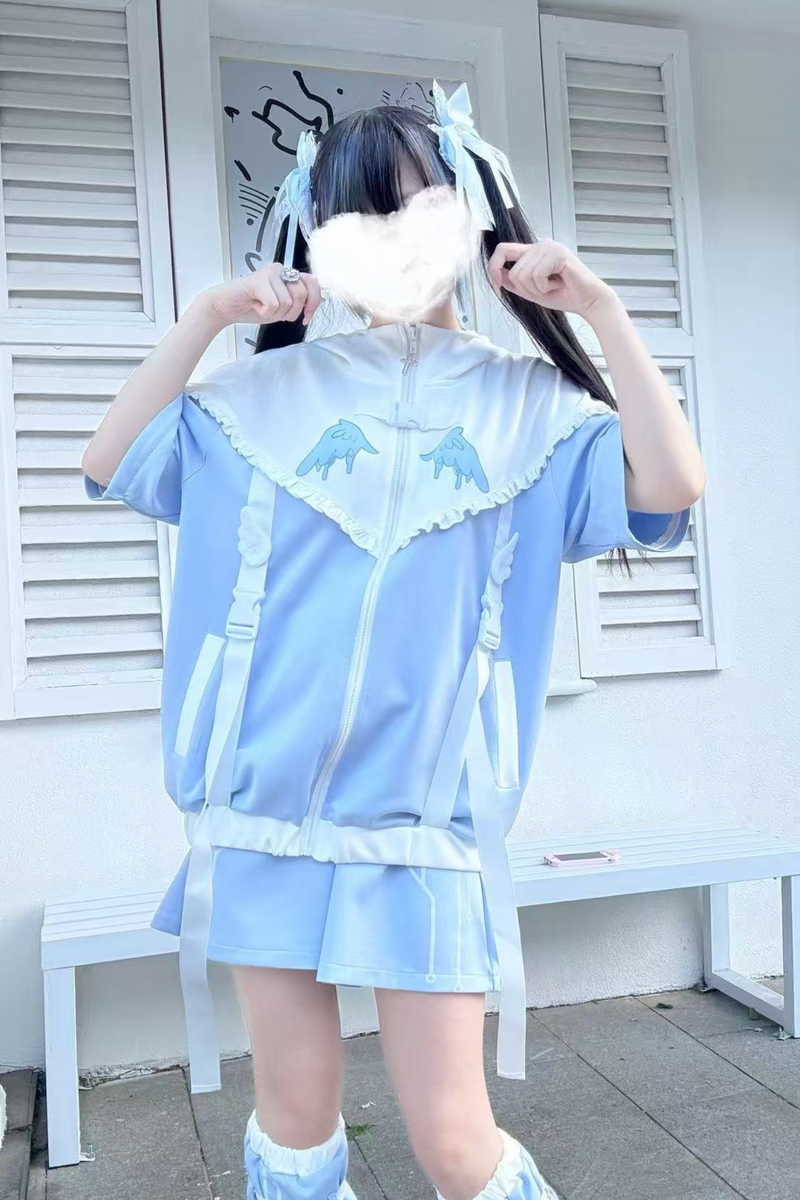 Aqua Angelic Subculture Hoodie Jacket + Pants + Leg Cover