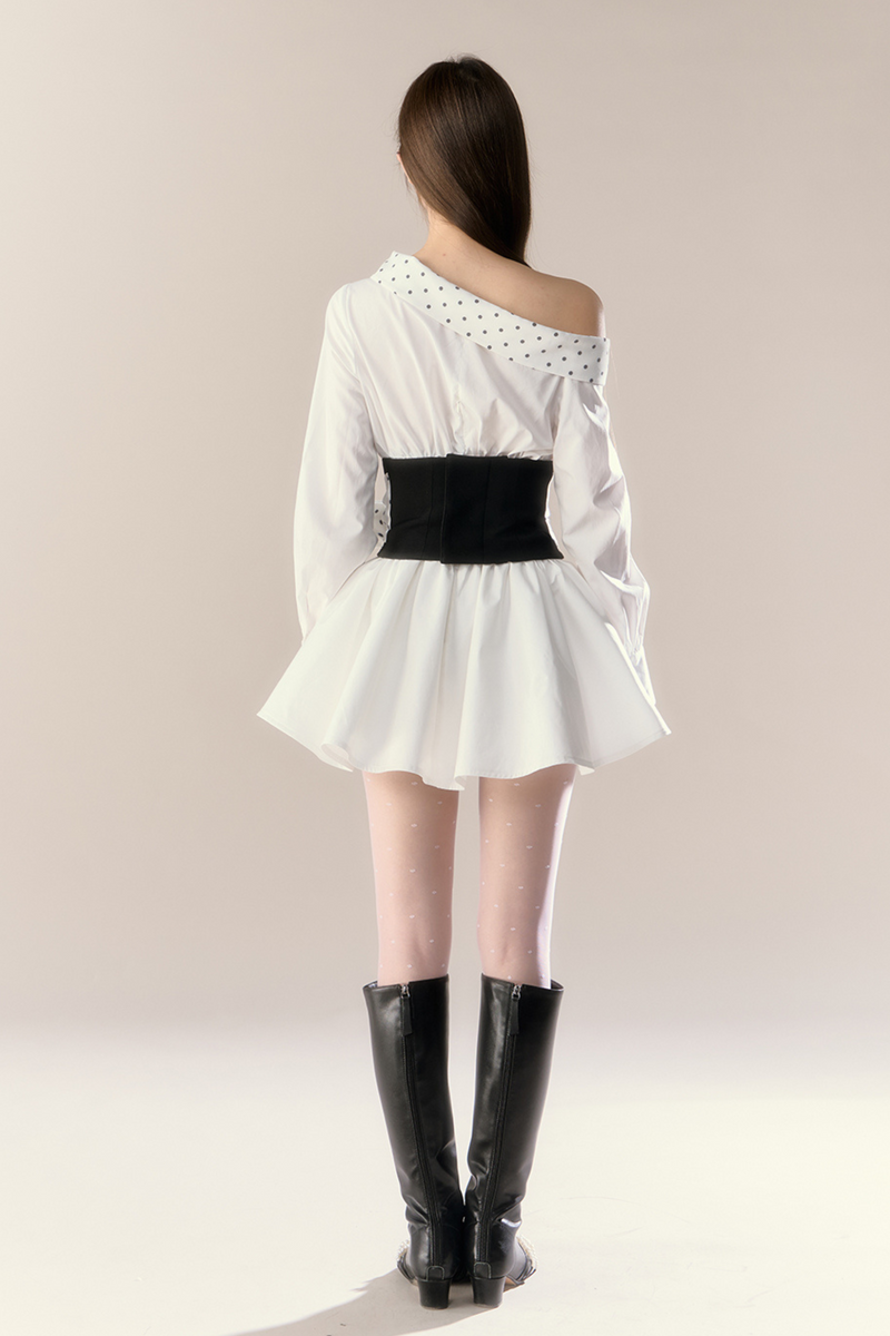 Heartbeat Signal Off Shoulder Shirt Dress