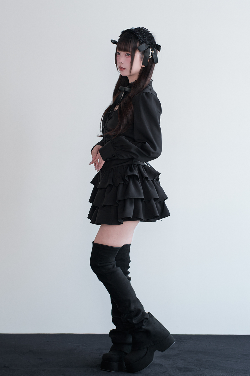 Little Goth Lace Ribbon Dress + Shorts