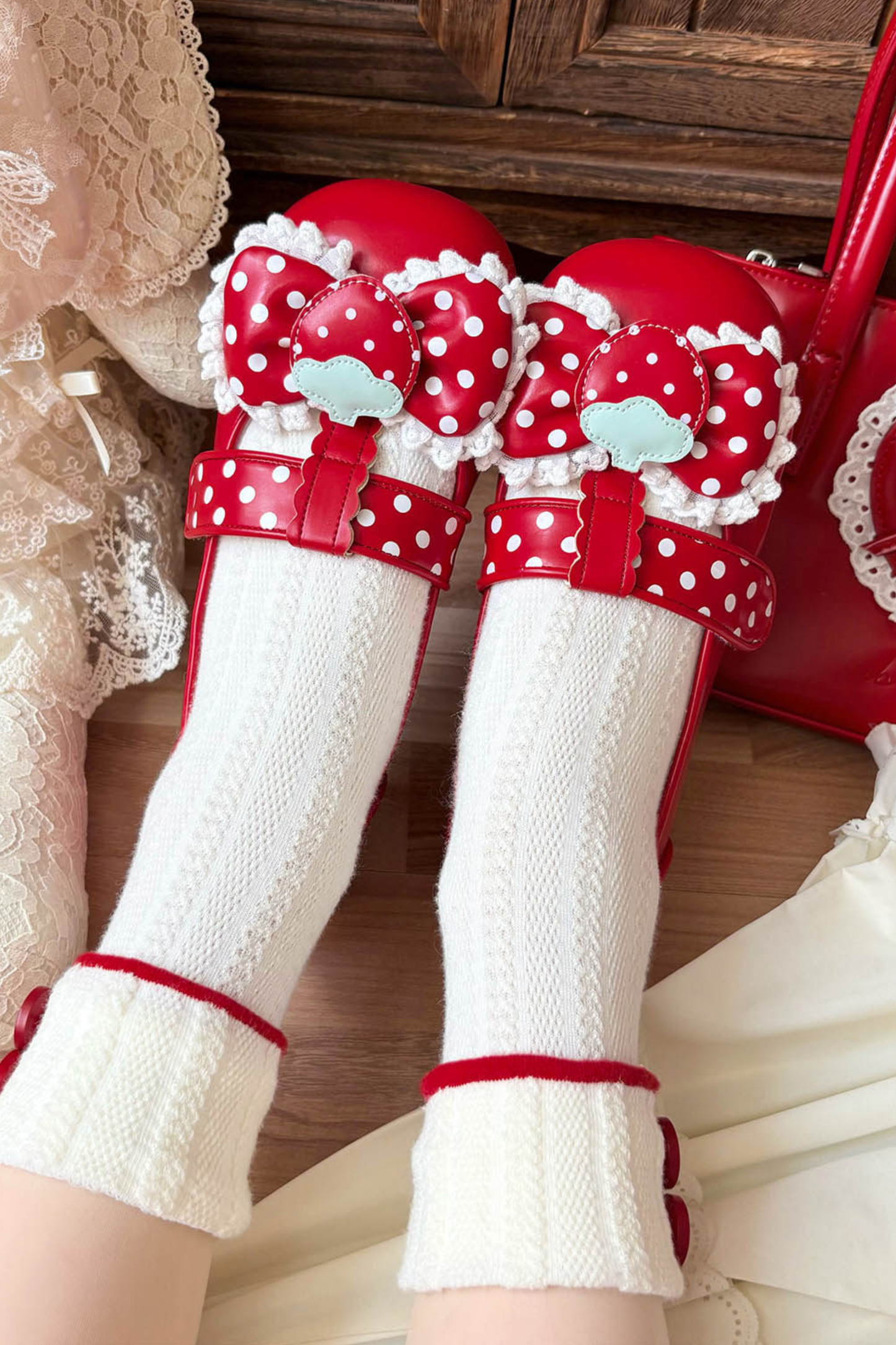 Strawberry Polka Dot Flats
