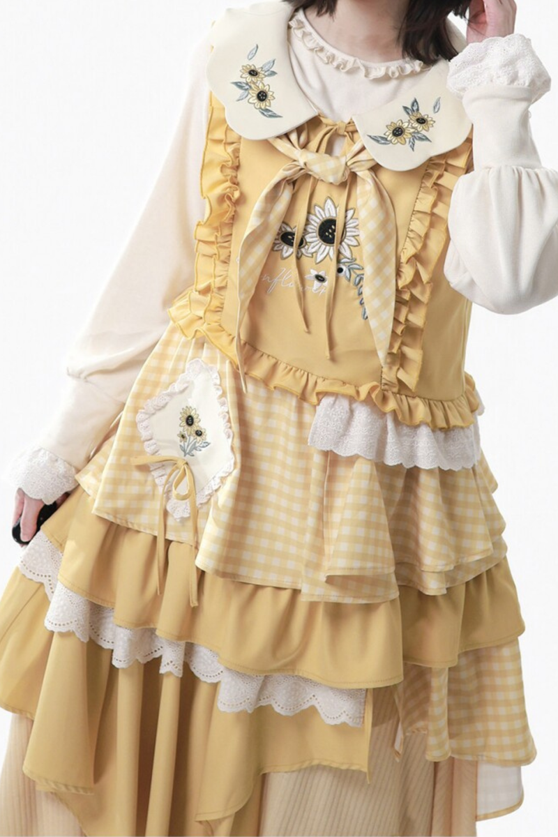 Yellow Ruffled Tank Top + Top + Skirt