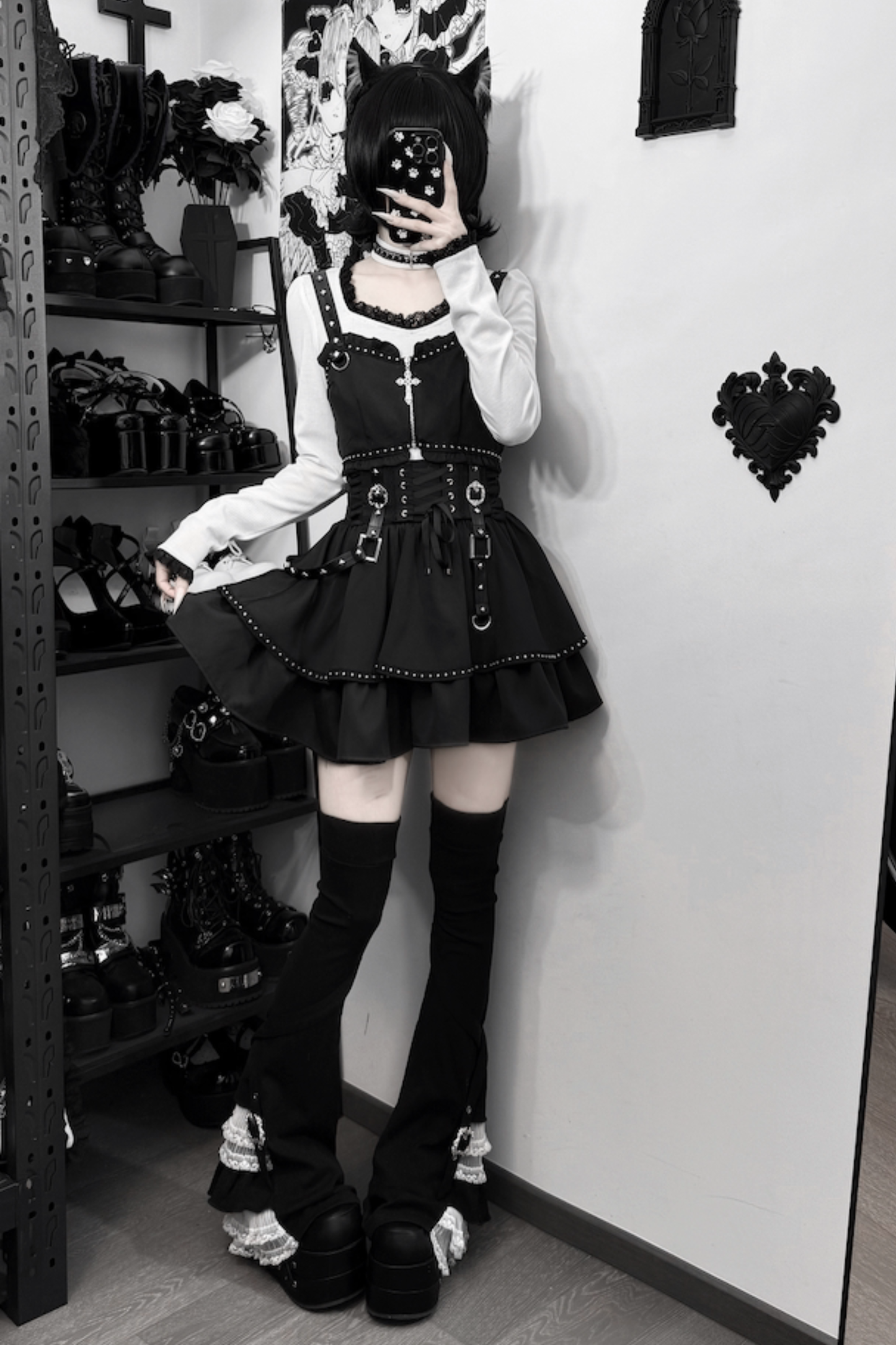 Dark Galaxy Lace Gothic Top + Skirt
