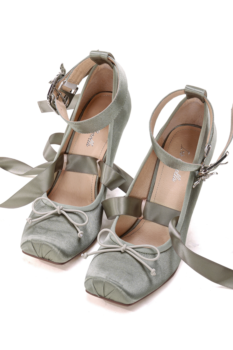 Silk Satin Ribbon Wedge Shoes