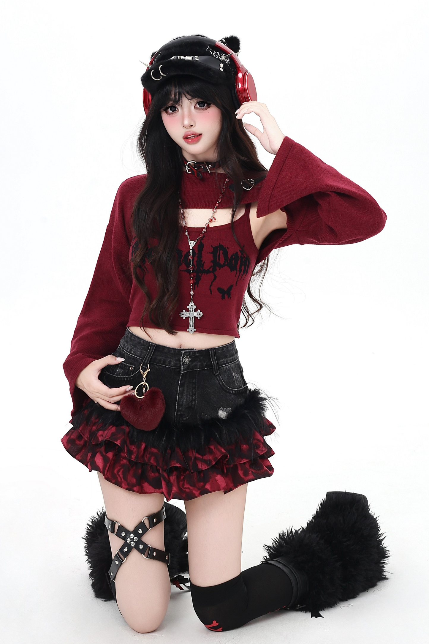 Dark Cropped Top + Inner Camisole