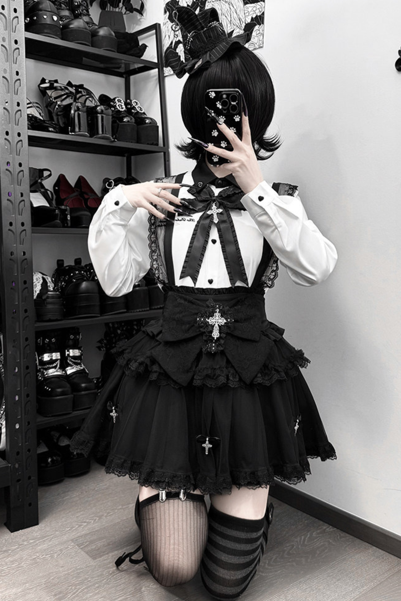 Dark Lace Shirt + Tulle Skirt