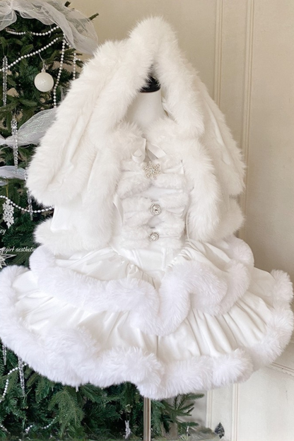 Angora Fur Princess Dress + Rabbit Cape + Sheer Tail