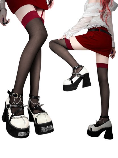 Dark Rose Witch Punk Rivet Round Toe Platform Shoes