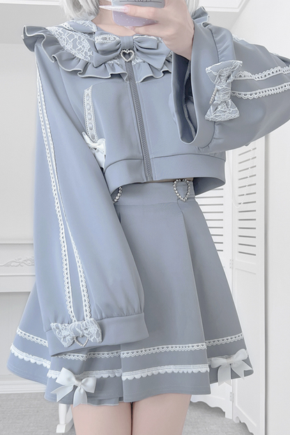 Cat Ear Dark Hooded Hoodie + Skirt