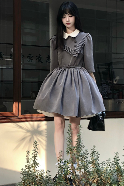 Retro Preppy Mid-sleeve Lolita Dress