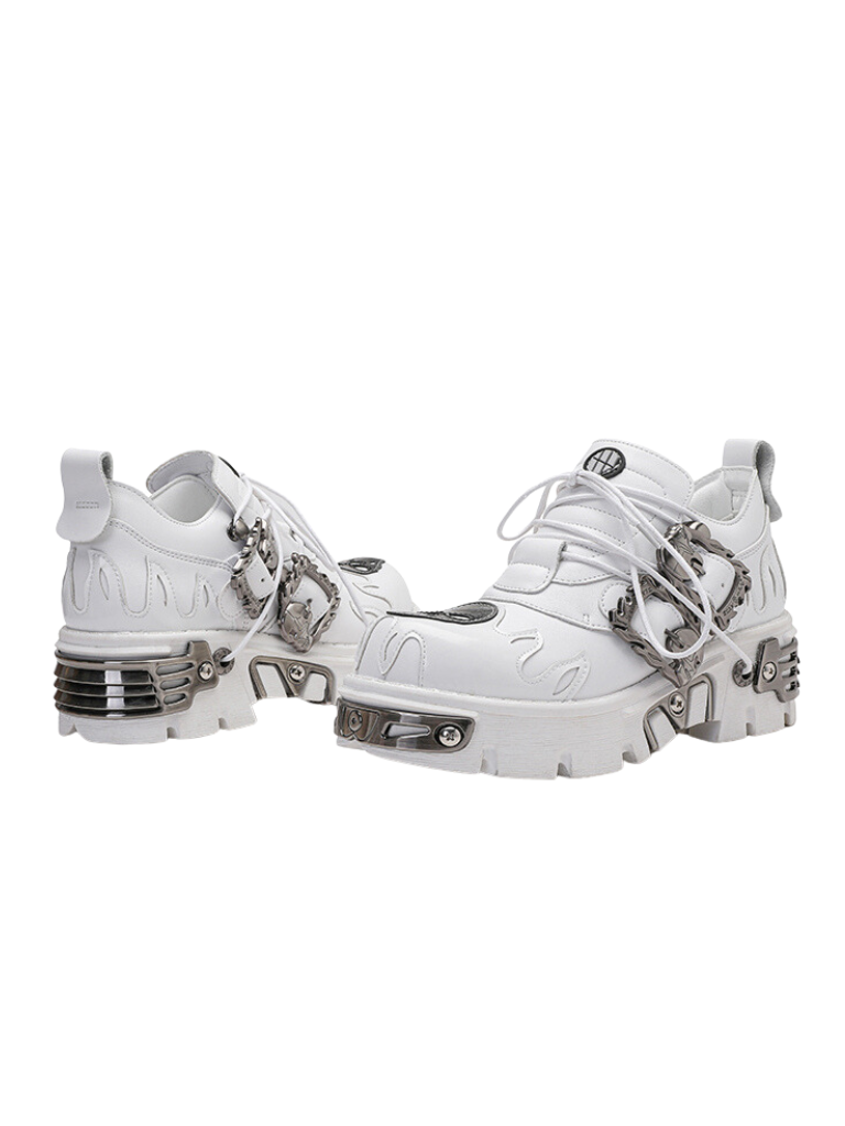Dark Punk Flame Skull Metal Buckle Sneaker Shoes