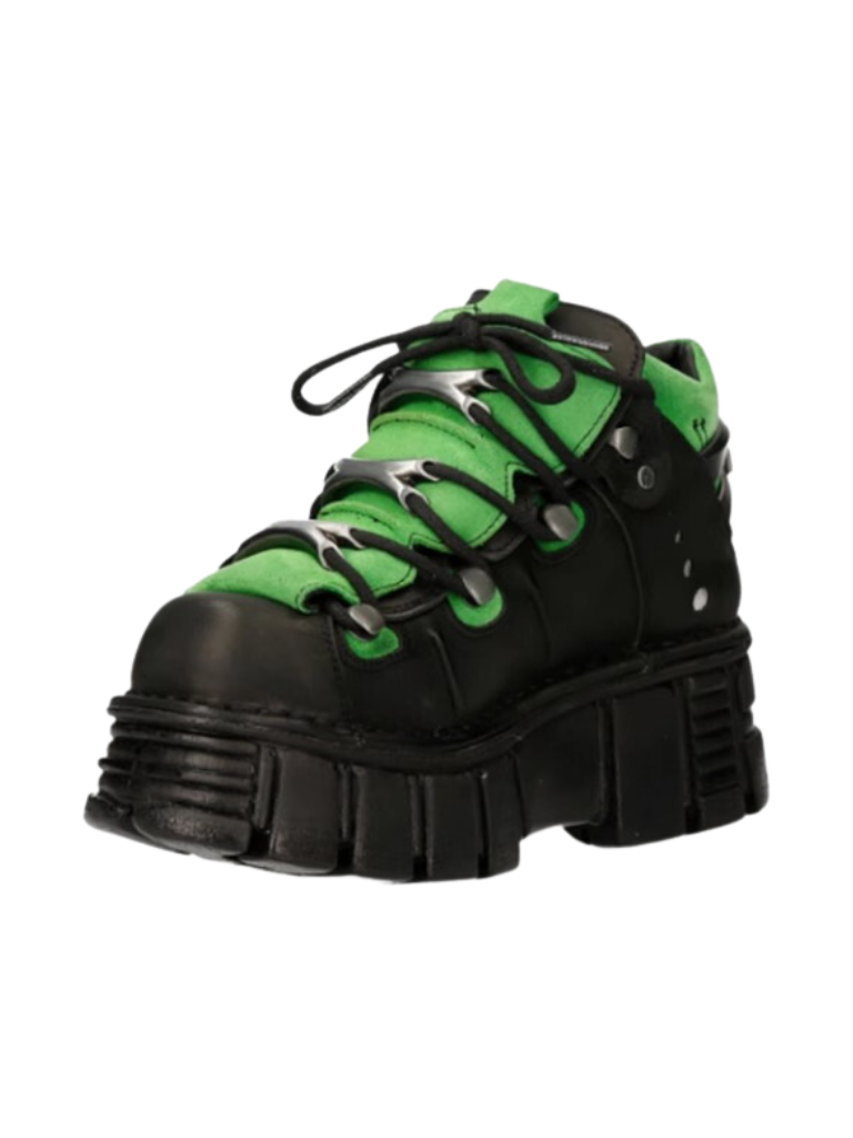 Dark Punk Retro Leather Metal Power Sole Sneaker Shoes