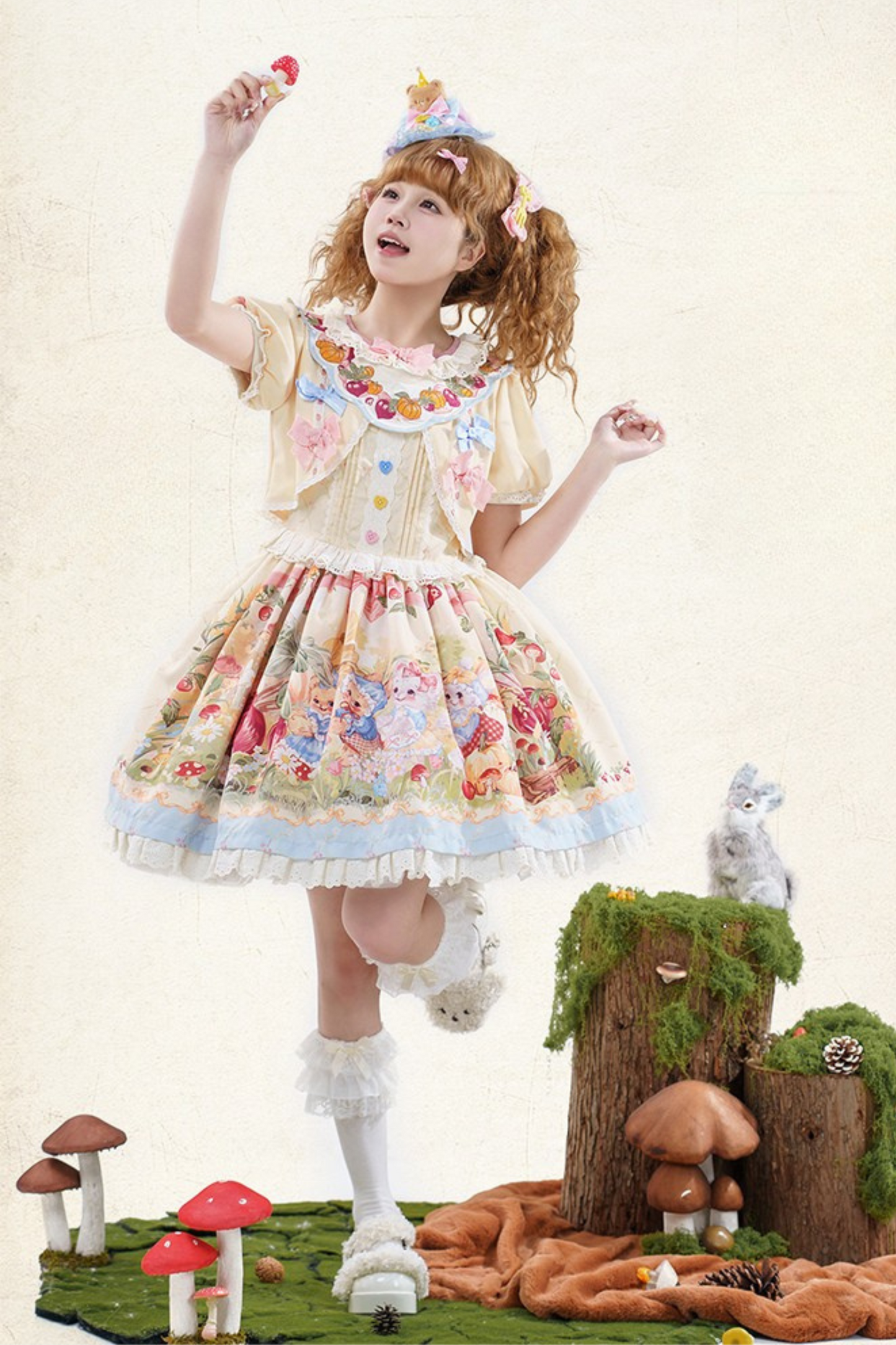 [pre-order] Carrot Print Layered Dress + Suspender Dress + Apron