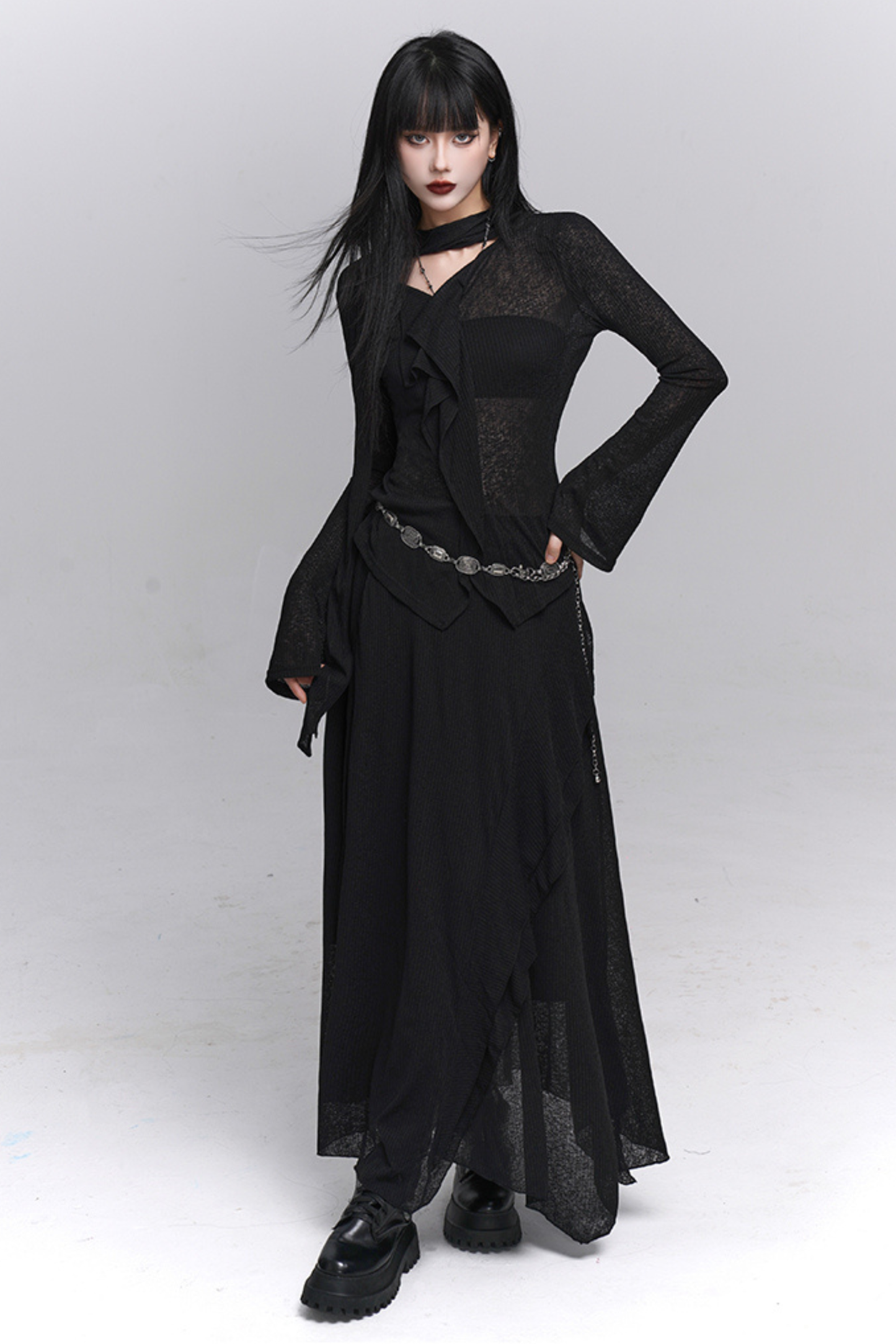 Dark Top + Long Skirt