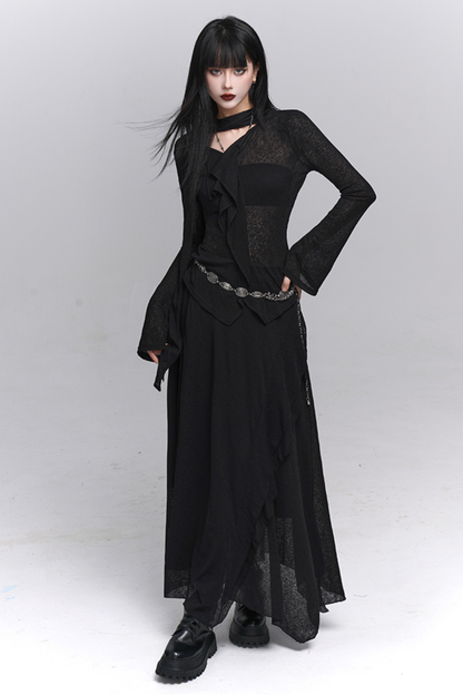 Dark Top + Long Skirt