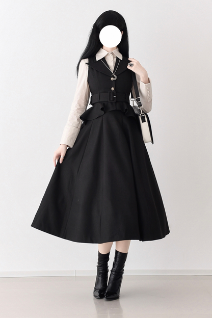 Umbrella Style Trailing Vest + Long Skirt + Short Skirt