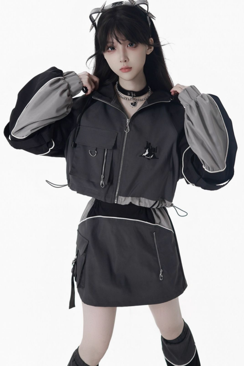 Mode Style Dark Jacket + Long Pants + Skirt + Leg Warmers
