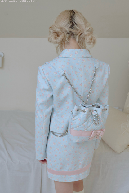 Flower Quilted Chain Bucket Bag