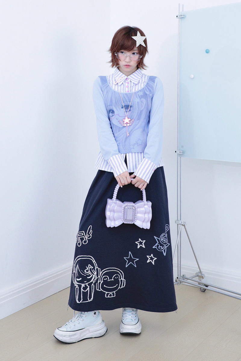 Anime Girl Striped Two Piece Top
