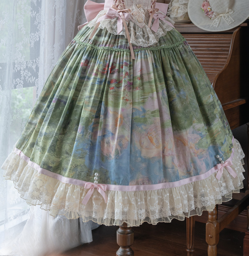 [pre-order Deadline: July 4] Monet Garden Oil Handle Classical Bustier Top + Skirt + Tulle Veil + Ribbon