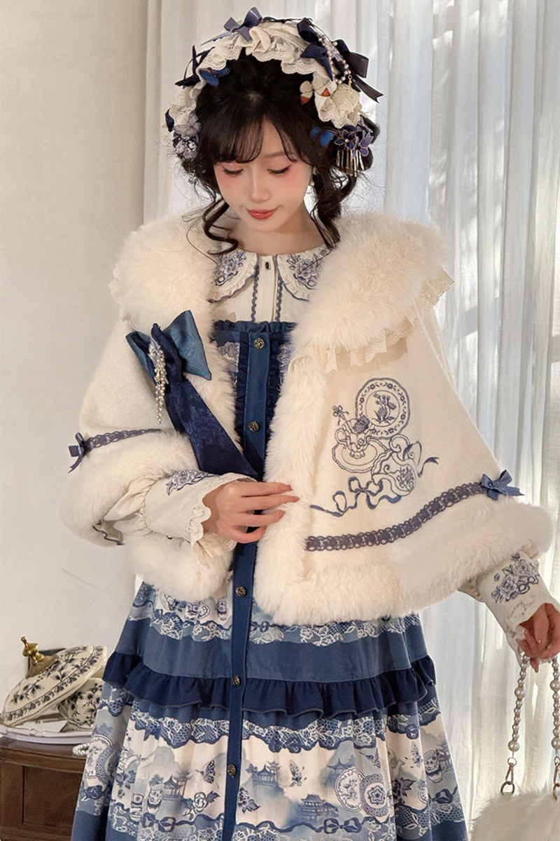 Snow Covered Celadon Vest Dress + Cloak + Shirt