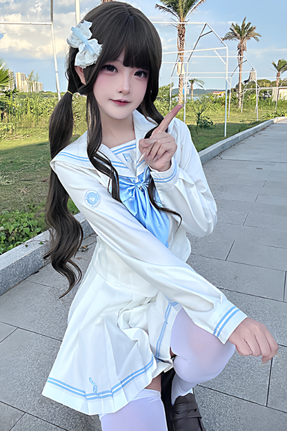Long Sleeve Sailor Top + Skirt + Ribbon