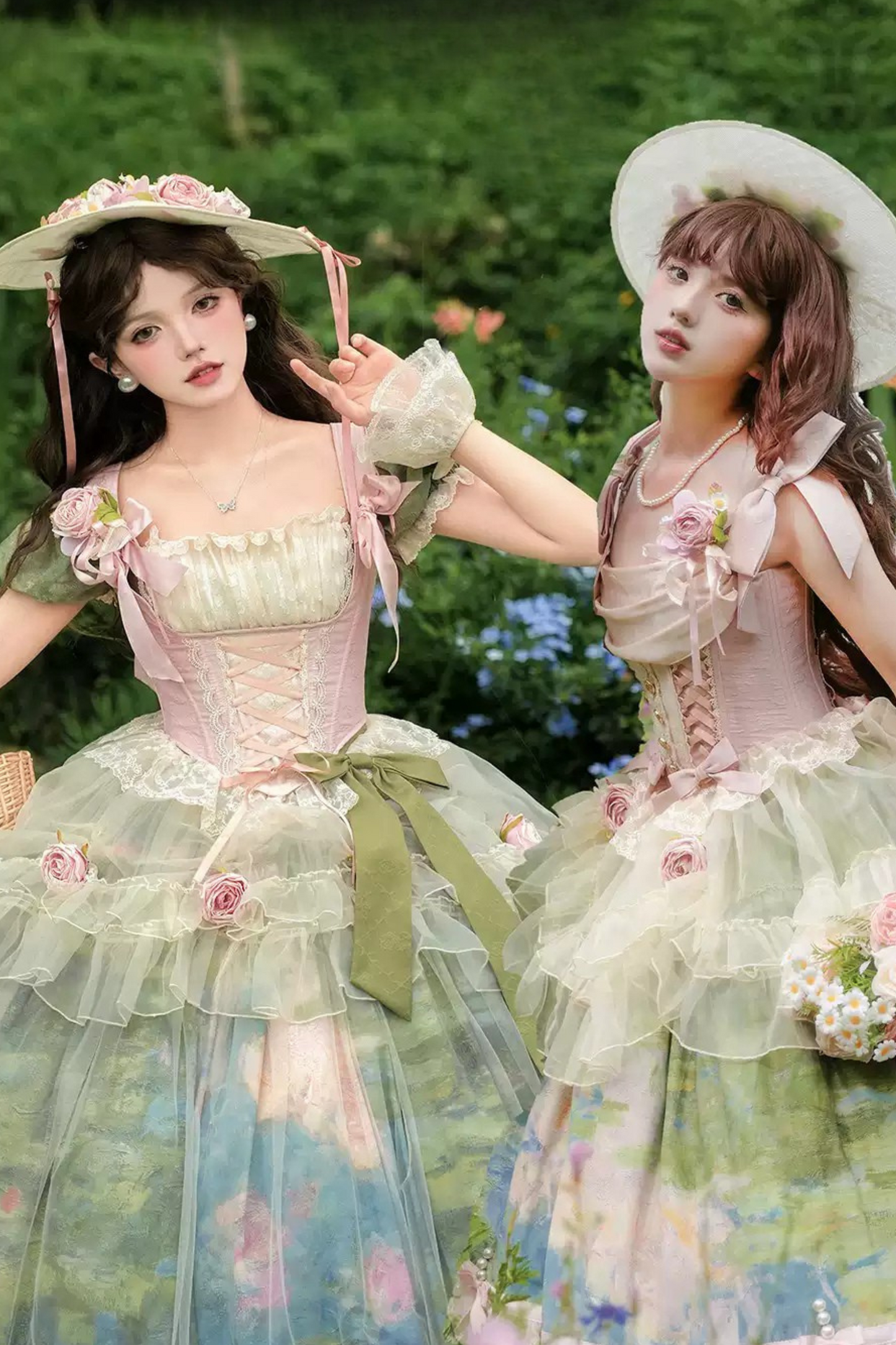 [pre-order Deadline: July 4] Monet Garden Oil Handle Classical Bustier Top + Skirt + Tulle Veil + Ribbon