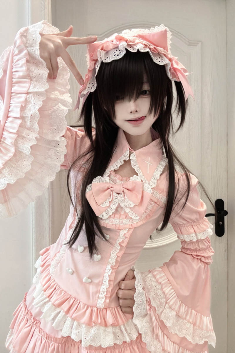 Pink Princess Tiered Tops + Skirt + Sleeves + Headband