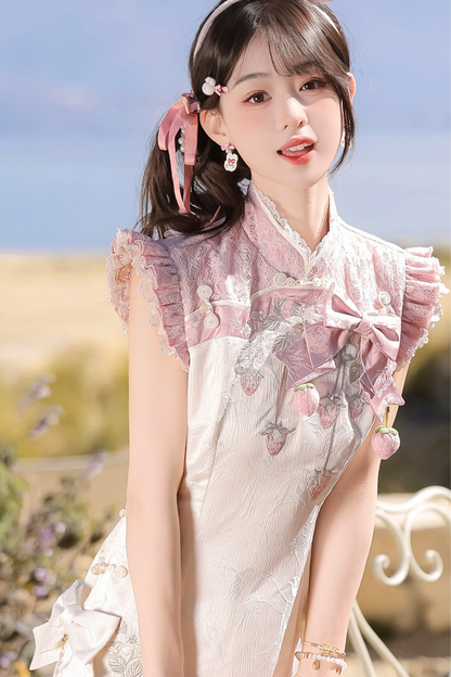 Strawberry Sweet Chinese-style Sleeveless Dress