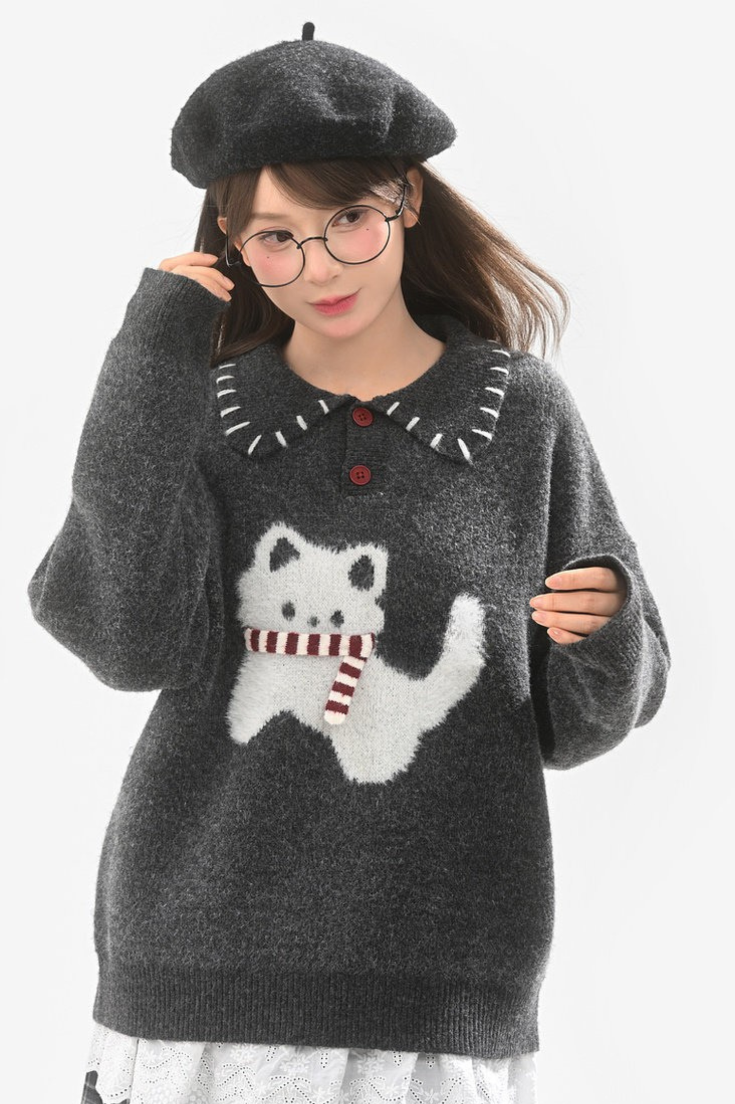 Cat Knit Sweater + Snowflake Cardigan