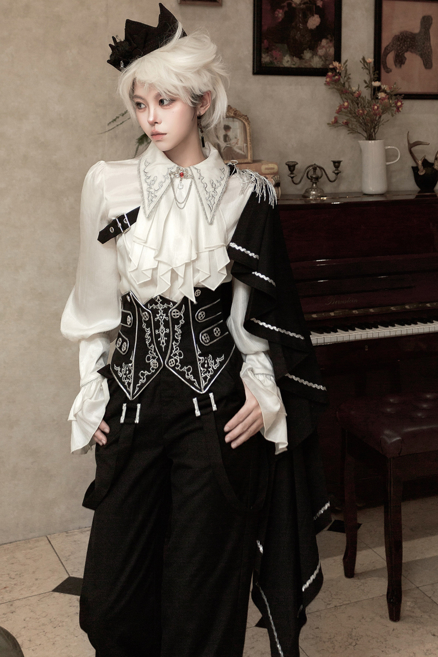 Monochrome Prince Top + Corset + Pants