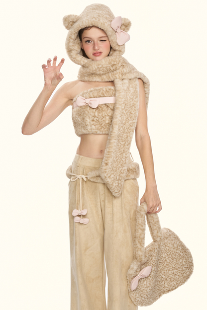 Little Milk Leopard Top + Pants + Hat + Belt