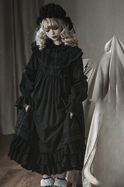 Classical Dark Gothic Style Doll Dress + Baby Hat