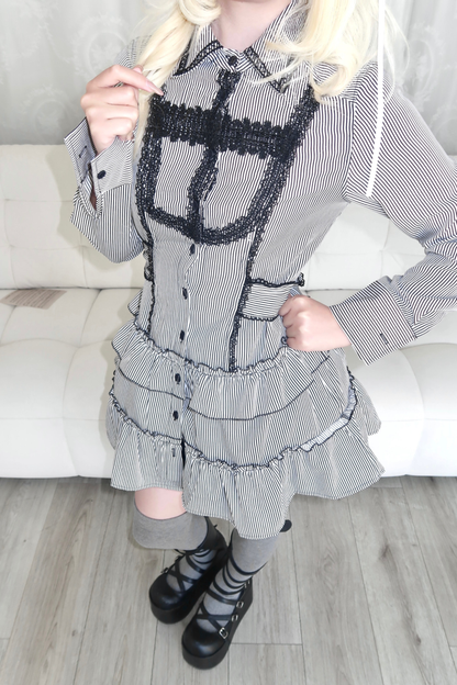 Gothic Stripe Ruffle Dress