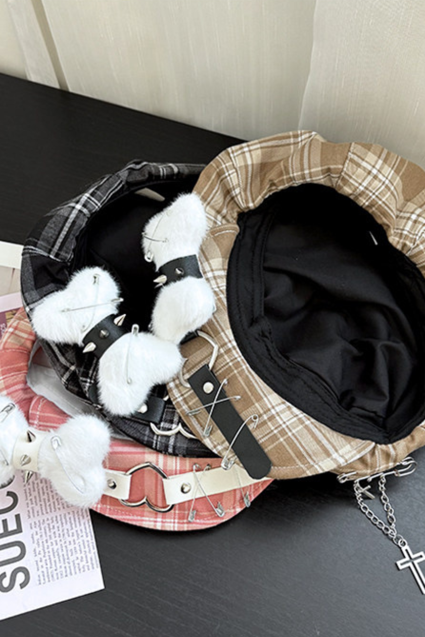 Studded Plaid Subculture Hat