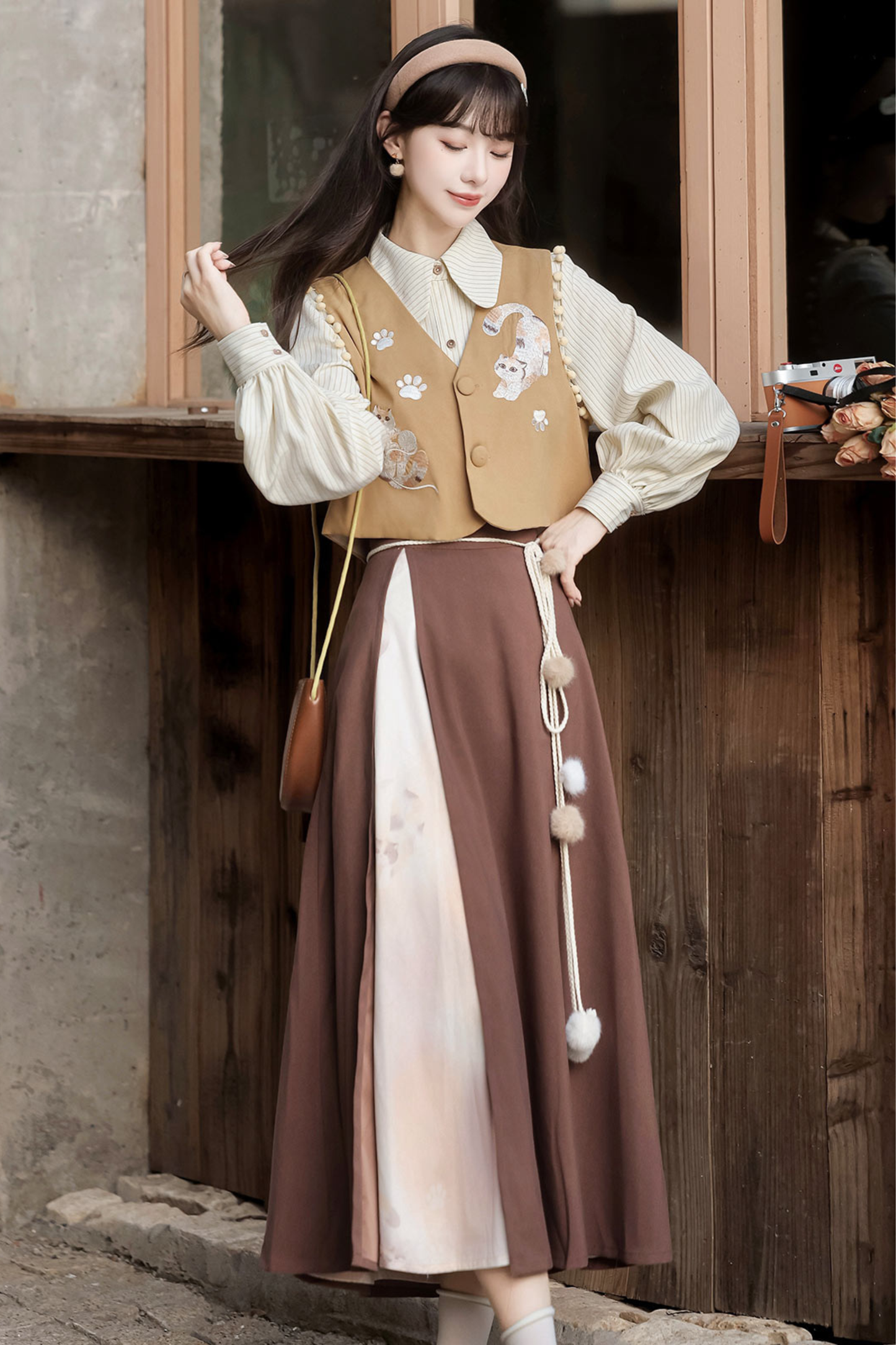 Retro Cat Vest + Top + Skirt