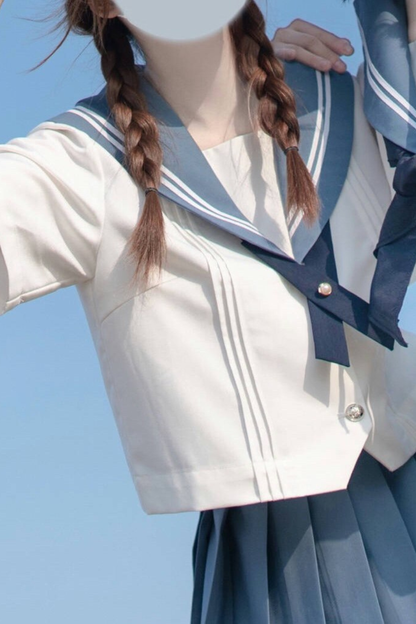 Retro College Sailor Shirt + Ribbon + Skirt