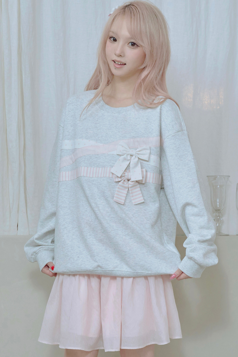 Ribbon Pullover Sweatshirt