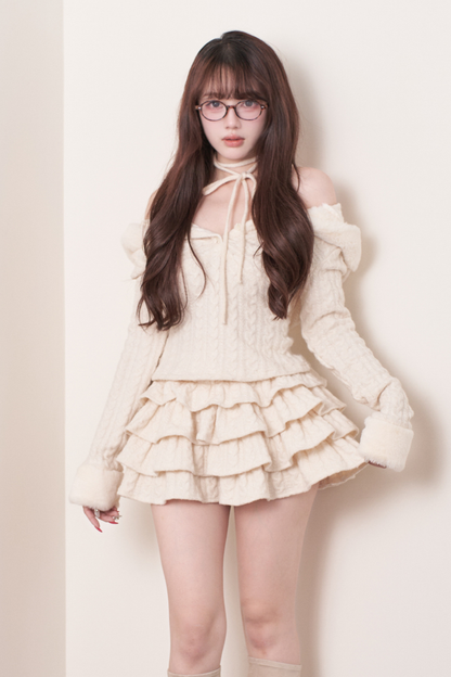 Cable Knit Top + Tiered Skirt