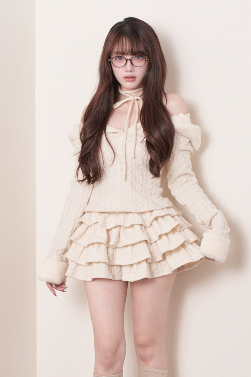 Cable Knit Top + Tiered Skirt