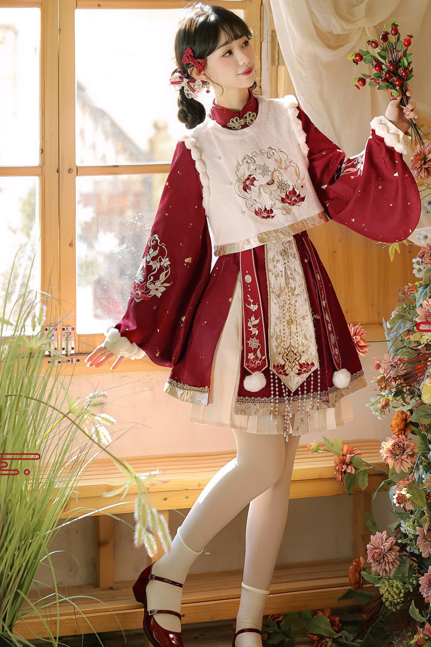 Chinese Lolita Red Dress Set