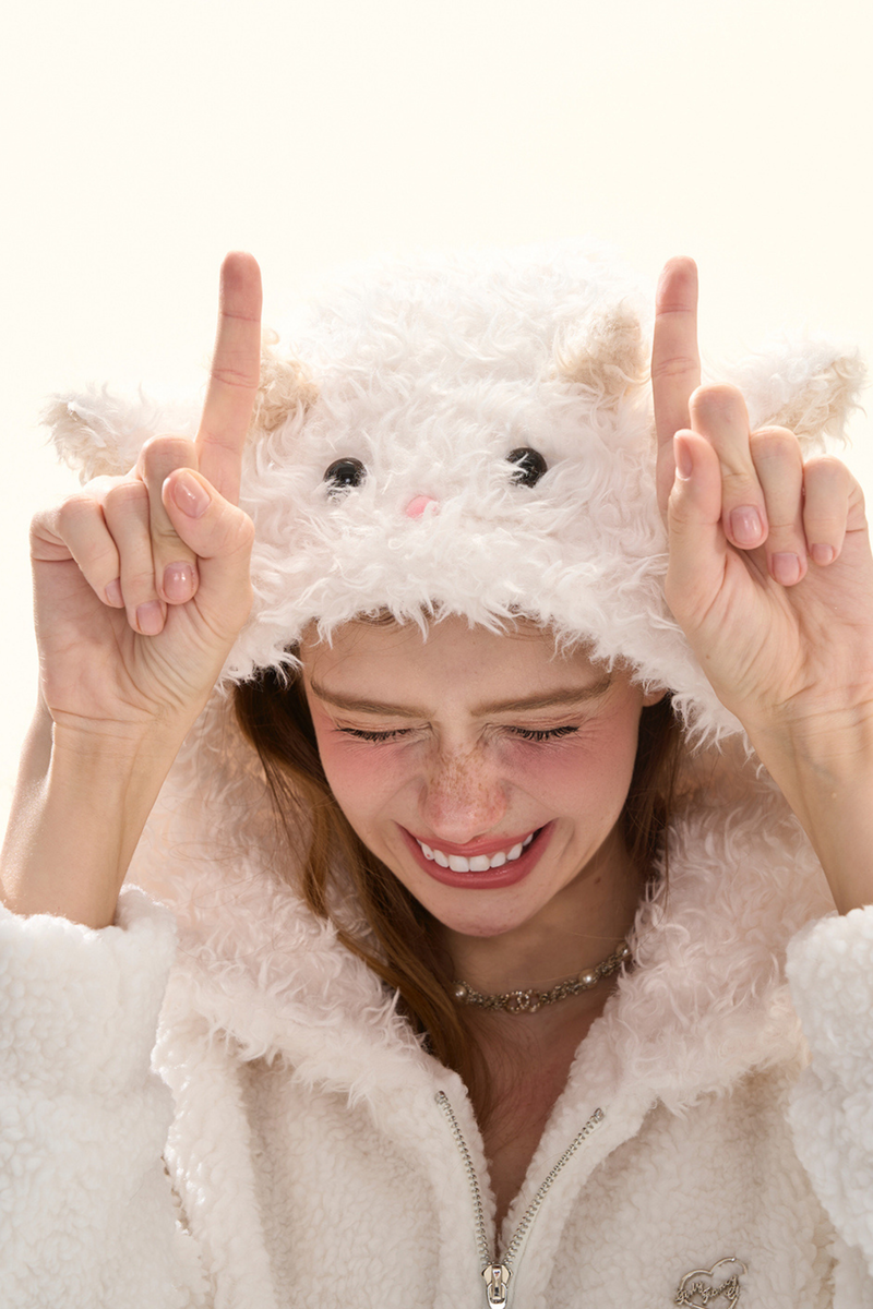 Lamb Fur Hooded Jacket + Shorts